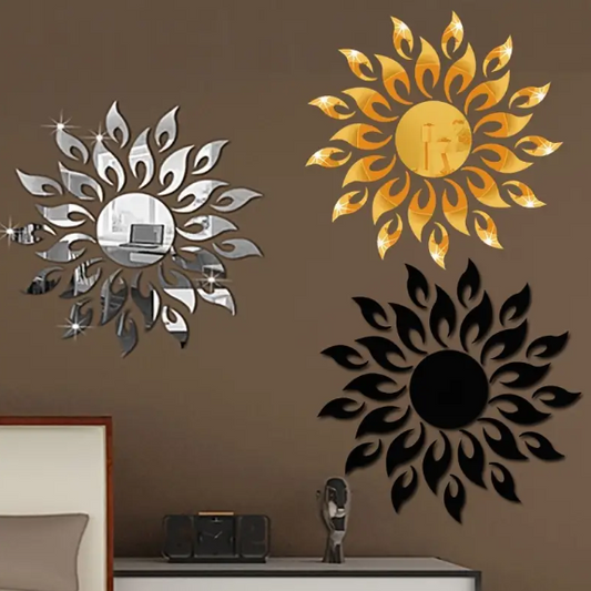 Sun Flame 3D Acrylic Mirror Wall Decoration for Home Wall Office Wall Stylish and Latest Product